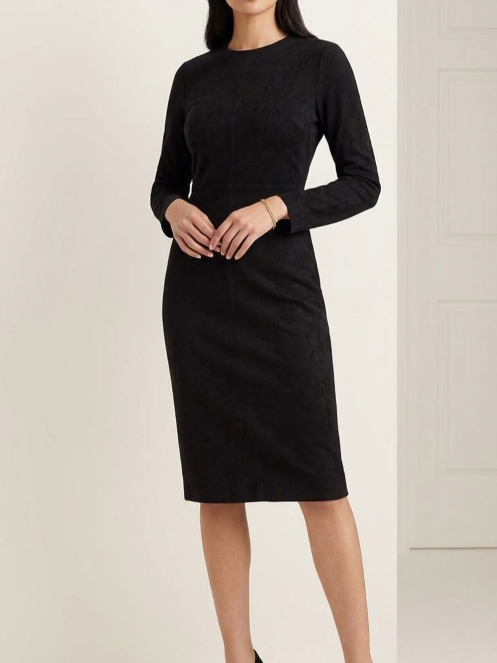 COS Black Long-Sleeve Midi Dress with Minimal Silhouette